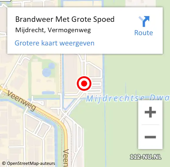 Locatie op kaart van de 112 melding: Brandweer Met Grote Spoed Naar Mijdrecht, Vermogenweg op 15 januari 2020 11:53