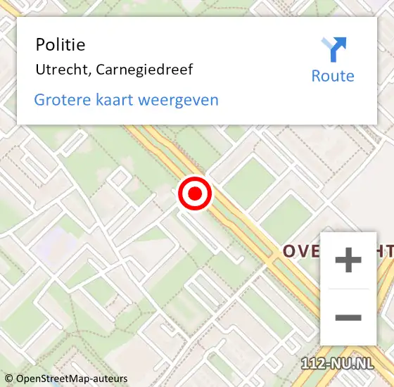 Locatie op kaart van de 112 melding: Politie Utrecht, Carnegiedreef op 15 januari 2020 12:15
