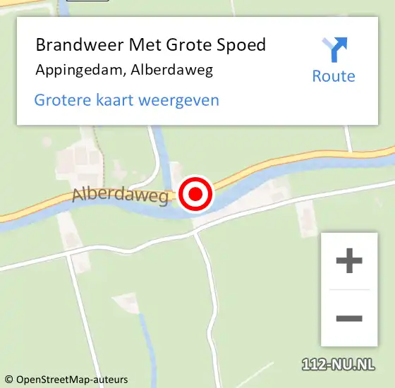 Locatie op kaart van de 112 melding: Brandweer Met Grote Spoed Naar Appingedam, Alberdaweg op 15 januari 2020 13:41