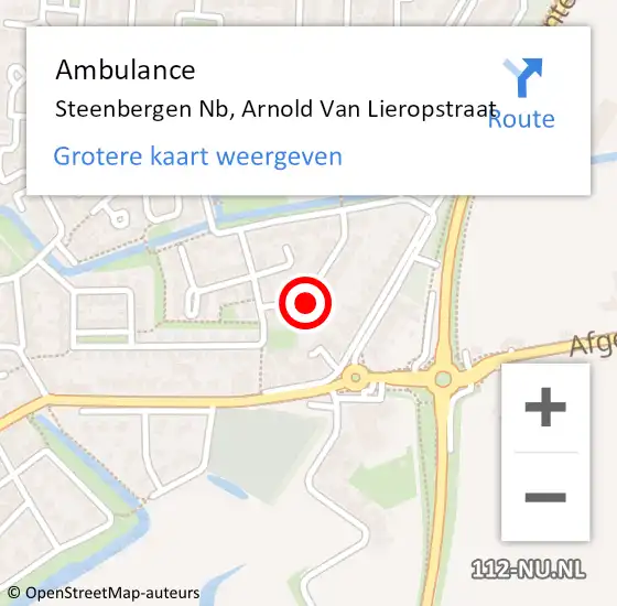 Locatie op kaart van de 112 melding: Ambulance Steenbergen Nb, Arnold Van Lieropstraat op 15 januari 2020 13:47