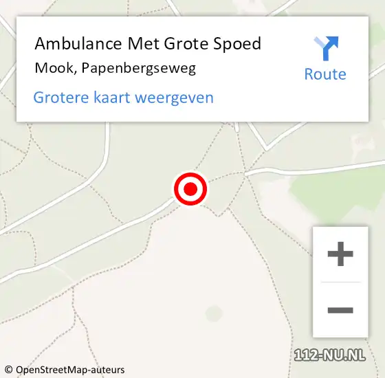 Locatie op kaart van de 112 melding: Ambulance Met Grote Spoed Naar Mook, Papenbergseweg op 15 januari 2020 14:40