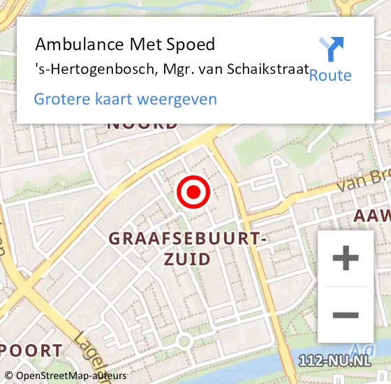 Locatie op kaart van de 112 melding: Ambulance Met Spoed Naar 's-Hertogenbosch, Mgr. van Schaikstraat op 15 januari 2020 15:11