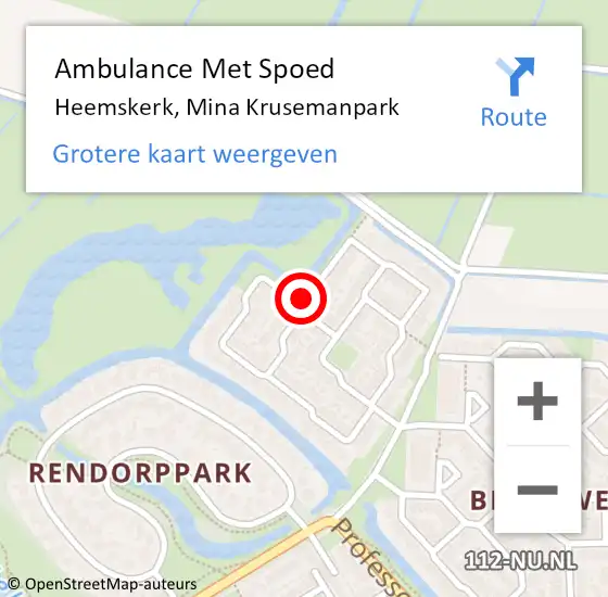 Locatie op kaart van de 112 melding: Ambulance Met Spoed Naar Heemskerk, Mina Krusemanpark op 15 januari 2020 16:49