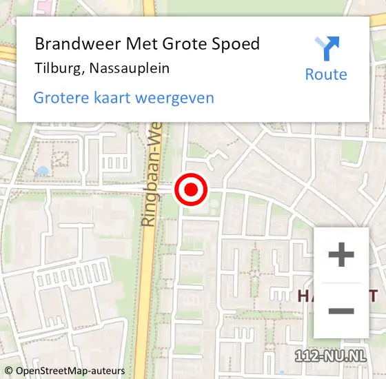 Locatie op kaart van de 112 melding: Brandweer Met Grote Spoed Naar Tilburg, Nassauplein op 15 januari 2020 17:16