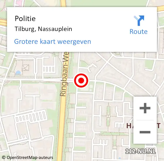 Locatie op kaart van de 112 melding: Politie Tilburg, Nassauplein op 15 januari 2020 17:16