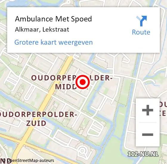 Locatie op kaart van de 112 melding: Ambulance Met Spoed Naar Alkmaar, Lekstraat op 15 januari 2020 17:25