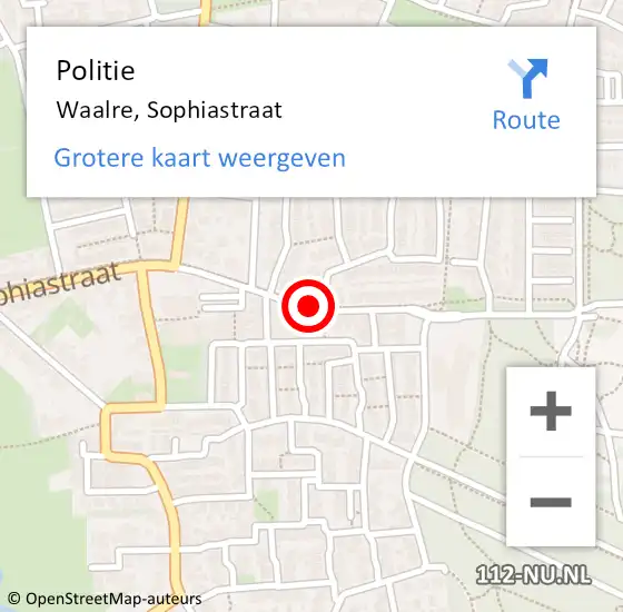 Locatie op kaart van de 112 melding: Politie Waalre, Sophiastraat op 15 januari 2020 17:29