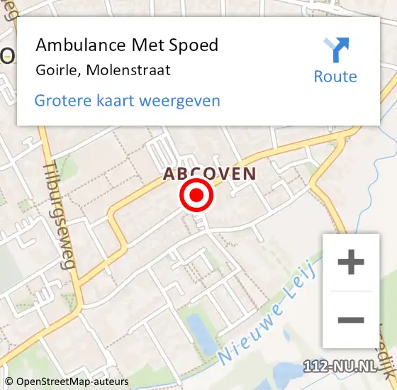 Locatie op kaart van de 112 melding: Ambulance Met Spoed Naar Goirle, Molenstraat op 15 januari 2020 17:41