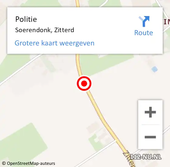 Locatie op kaart van de 112 melding: Politie Soerendonk, Zitterd op 15 januari 2020 17:49
