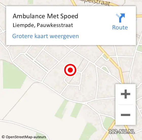 Locatie op kaart van de 112 melding: Ambulance Met Spoed Naar Liempde, Pauwkesstraat op 15 januari 2020 18:26