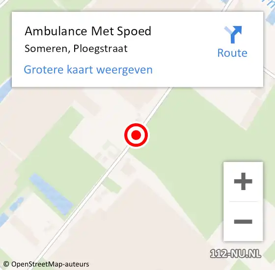 Locatie op kaart van de 112 melding: Ambulance Met Spoed Naar Someren, Ploegstraat op 15 januari 2020 18:45