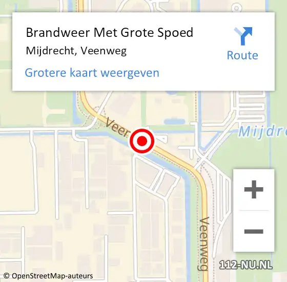 Locatie op kaart van de 112 melding: Brandweer Met Grote Spoed Naar Mijdrecht, Veenweg op 15 januari 2020 19:05