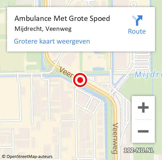 Locatie op kaart van de 112 melding: Ambulance Met Grote Spoed Naar Mijdrecht, Veenweg op 15 januari 2020 19:06