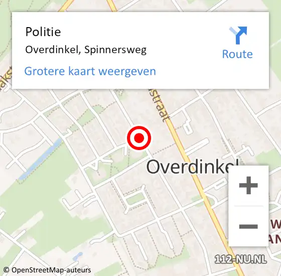 Locatie op kaart van de 112 melding: Politie Overdinkel, Spinnersweg op 15 januari 2020 19:18