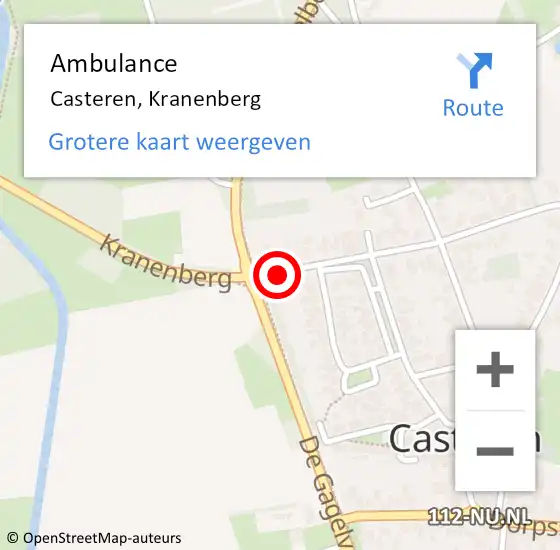 Locatie op kaart van de 112 melding: Ambulance Casteren, Kranenberg op 15 januari 2020 19:23