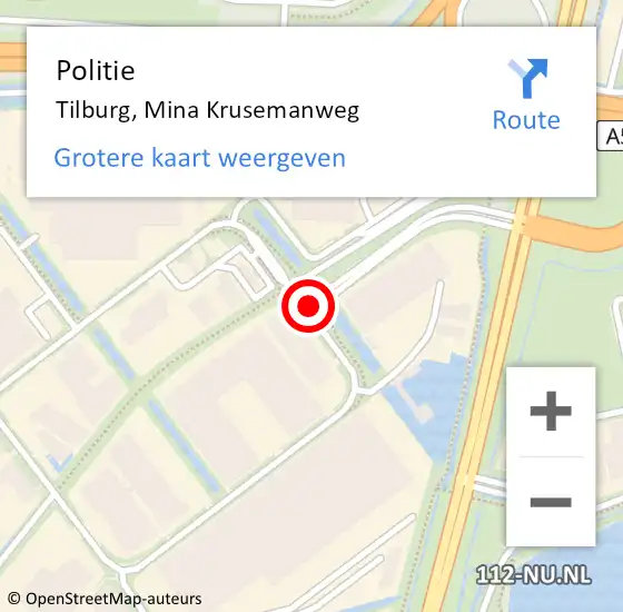 Locatie op kaart van de 112 melding: Politie Tilburg, Mina Krusemanweg op 15 januari 2020 19:24