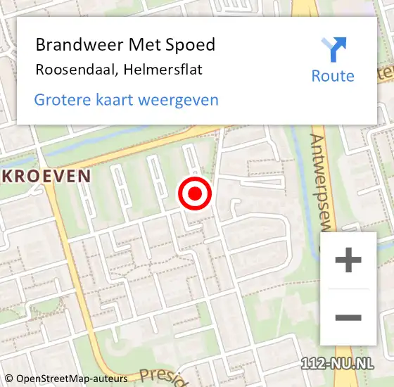 Locatie op kaart van de 112 melding: Brandweer Met Spoed Naar Roosendaal, Helmersflat op 15 januari 2020 19:30