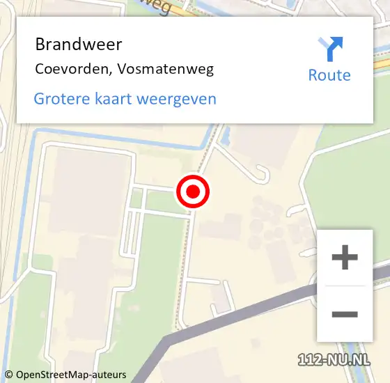 Locatie op kaart van de 112 melding: Brandweer Coevorden, Vosmatenweg op 15 januari 2020 19:42