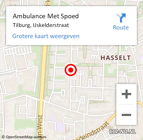 Locatie op kaart van de 112 melding: Ambulance Met Spoed Naar Tilburg, IJskelderstraat op 15 januari 2020 19:58