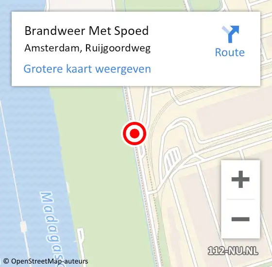 Locatie op kaart van de 112 melding: Brandweer Met Spoed Naar Amsterdam, Ruijgoordweg op 15 januari 2020 20:02
