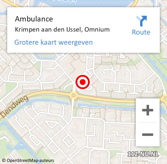 Locatie op kaart van de 112 melding: Ambulance Krimpen aan den IJssel, Omnium op 15 januari 2020 21:28