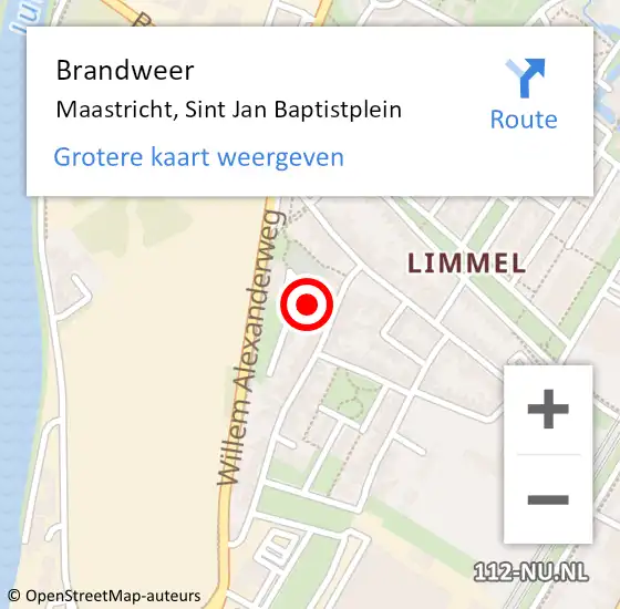 Locatie op kaart van de 112 melding: Brandweer Maastricht, Sint Jan Baptistplein op 30 september 2013 03:58