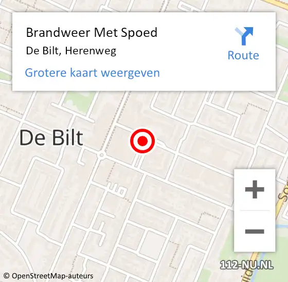 Locatie op kaart van de 112 melding: Brandweer Met Spoed Naar De Bilt, Herenweg op 15 januari 2020 22:39