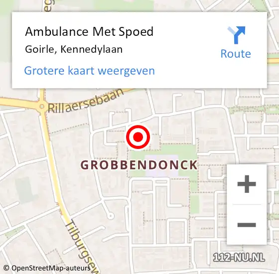 Locatie op kaart van de 112 melding: Ambulance Met Spoed Naar Goirle, Kennedylaan op 16 januari 2020 04:37