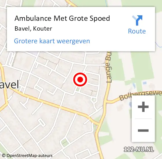 Locatie op kaart van de 112 melding: Ambulance Met Grote Spoed Naar Bavel, Kouter op 16 januari 2020 05:07