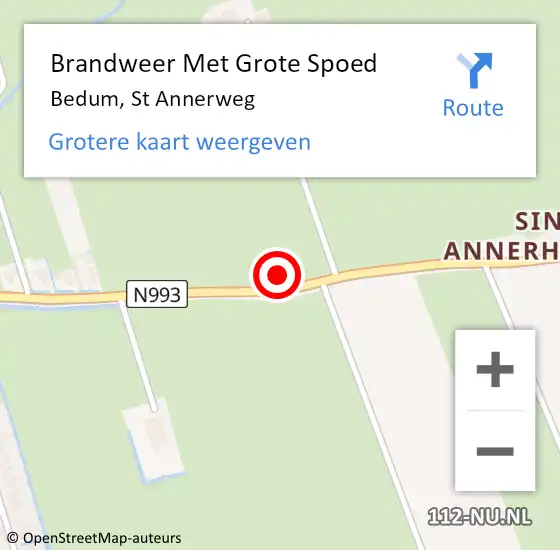 Locatie op kaart van de 112 melding: Brandweer Met Grote Spoed Naar Bedum, St Annerweg op 25 april 2014 17:33