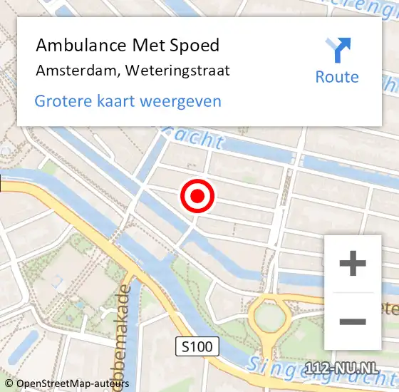 Locatie op kaart van de 112 melding: Ambulance Met Spoed Naar Amsterdam, Weteringstraat op 16 januari 2020 06:23