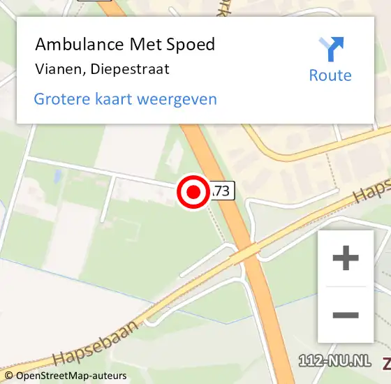 Locatie op kaart van de 112 melding: Ambulance Met Spoed Naar Vianen, Diepestraat op 16 januari 2020 07:52