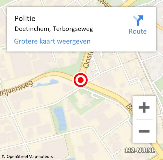 Locatie op kaart van de 112 melding: Politie Doetinchem, Terborgseweg op 16 januari 2020 07:58