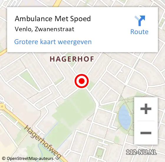 Locatie op kaart van de 112 melding: Ambulance Met Spoed Naar Venlo, Zwanenstraat op 16 januari 2020 08:15