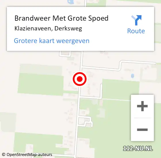 Locatie op kaart van de 112 melding: Brandweer Met Grote Spoed Naar Klazienaveen, Derksweg op 16 januari 2020 08:20