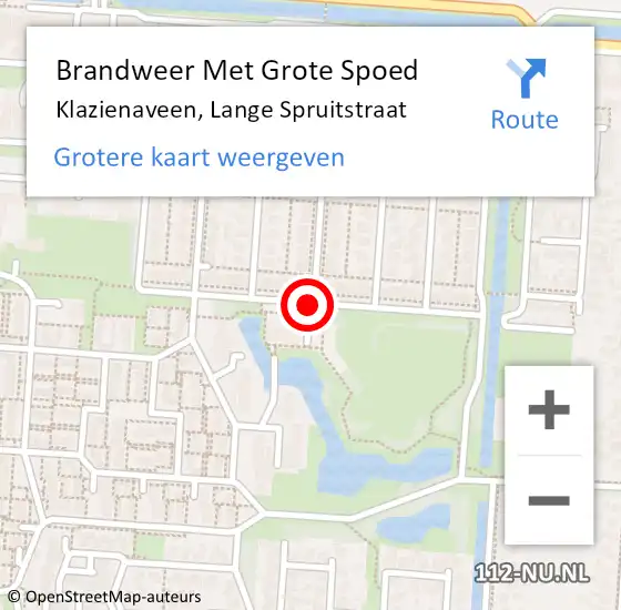 Locatie op kaart van de 112 melding: Brandweer Met Grote Spoed Naar Klazienaveen, Lange Spruitstraat op 16 januari 2020 08:23