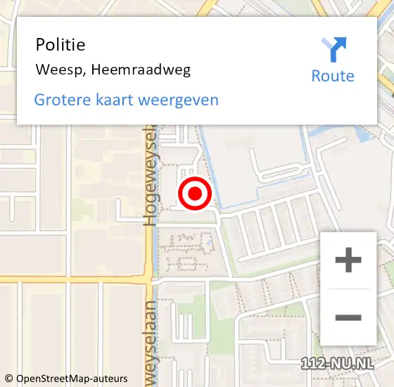 Locatie op kaart van de 112 melding: Politie Weesp, Heemraadweg op 16 januari 2020 08:53