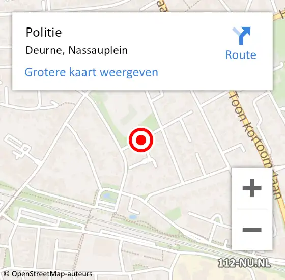 Locatie op kaart van de 112 melding: Politie Deurne, Nassauplein op 16 januari 2020 09:22