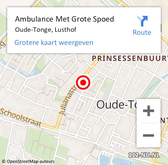 Locatie op kaart van de 112 melding: Ambulance Met Grote Spoed Naar Oude-Tonge, Lusthof op 16 januari 2020 09:35