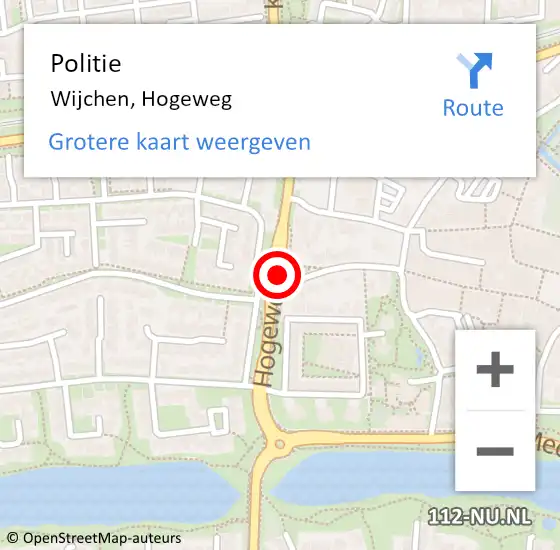 Locatie op kaart van de 112 melding: Politie Wijchen, Hogeweg op 16 januari 2020 10:32