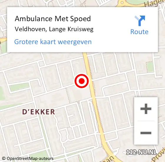 Locatie op kaart van de 112 melding: Ambulance Met Spoed Naar Veldhoven, Lange Kruisweg op 16 januari 2020 11:55