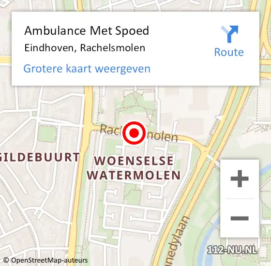 Locatie op kaart van de 112 melding: Ambulance Met Spoed Naar Eindhoven, Rachelsmolen op 16 januari 2020 12:55