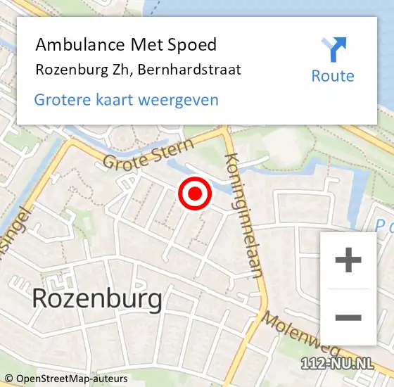 Locatie op kaart van de 112 melding: Ambulance Met Spoed Naar Rozenburg Zh, Bernhardstraat op 16 januari 2020 13:41