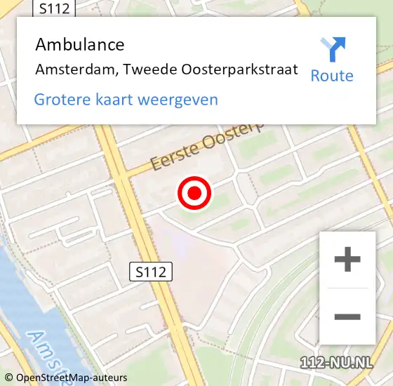 Locatie op kaart van de 112 melding: Ambulance Amsterdam, Tweede Oosterparkstraat op 16 januari 2020 13:44