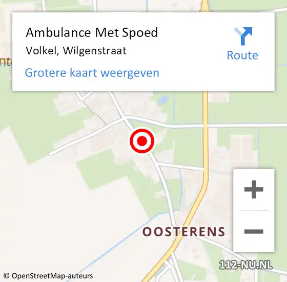 Locatie op kaart van de 112 melding: Ambulance Met Spoed Naar Volkel, Wilgenstraat op 16 januari 2020 13:59