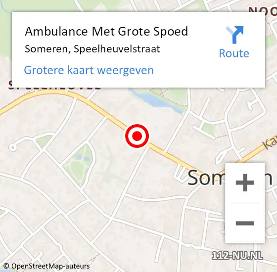 Locatie op kaart van de 112 melding: Ambulance Met Grote Spoed Naar Someren, Speelheuvelstraat op 16 januari 2020 14:04