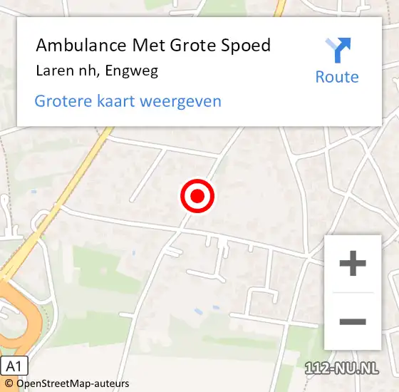 Locatie op kaart van de 112 melding: Ambulance Met Grote Spoed Naar Laren nh, Engweg op 25 april 2014 18:29