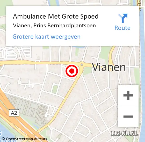 Locatie op kaart van de 112 melding: Ambulance Met Grote Spoed Naar Vianen, Prins Bernhardplantsoen op 25 april 2014 18:39