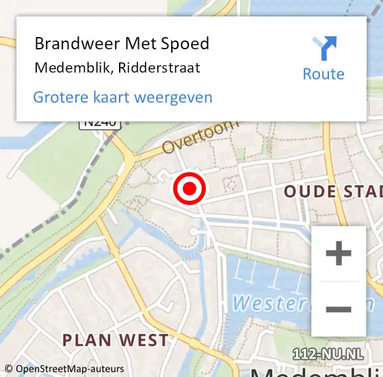 Locatie op kaart van de 112 melding: Brandweer Met Spoed Naar Medemblik, Ridderstraat op 16 januari 2020 16:52