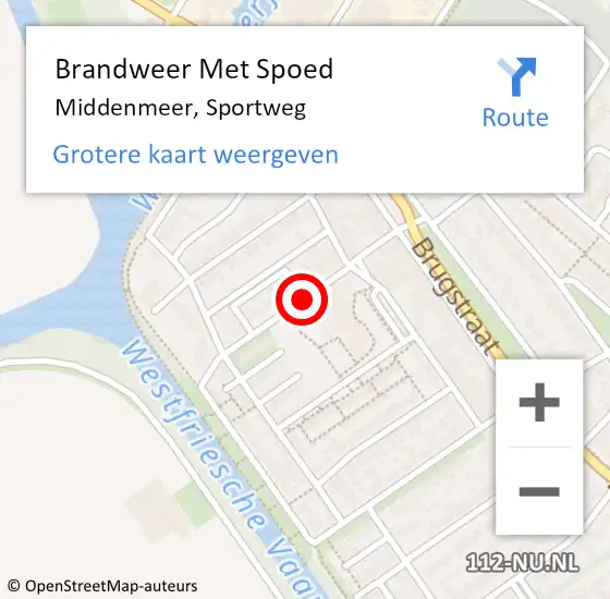 Locatie op kaart van de 112 melding: Brandweer Met Spoed Naar Middenmeer, Sportweg op 16 januari 2020 17:15